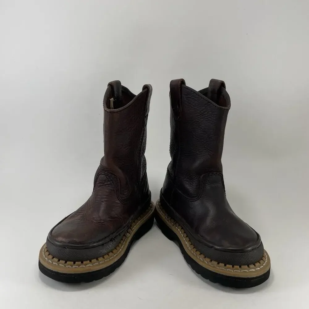 Georgia Boot Little Georgia Giant Brown Leather Boots Kids Size 8.5M Wellington